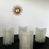 Set of 4 large doria wall lights in glazed glass design from the 60s vintage 3 lights