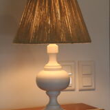 White wood lamp with rope shade