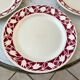 4 flat plates Badonviller tulips burgundy years 30-40