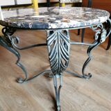 Art deco wrought iron and marble coffee table 40s