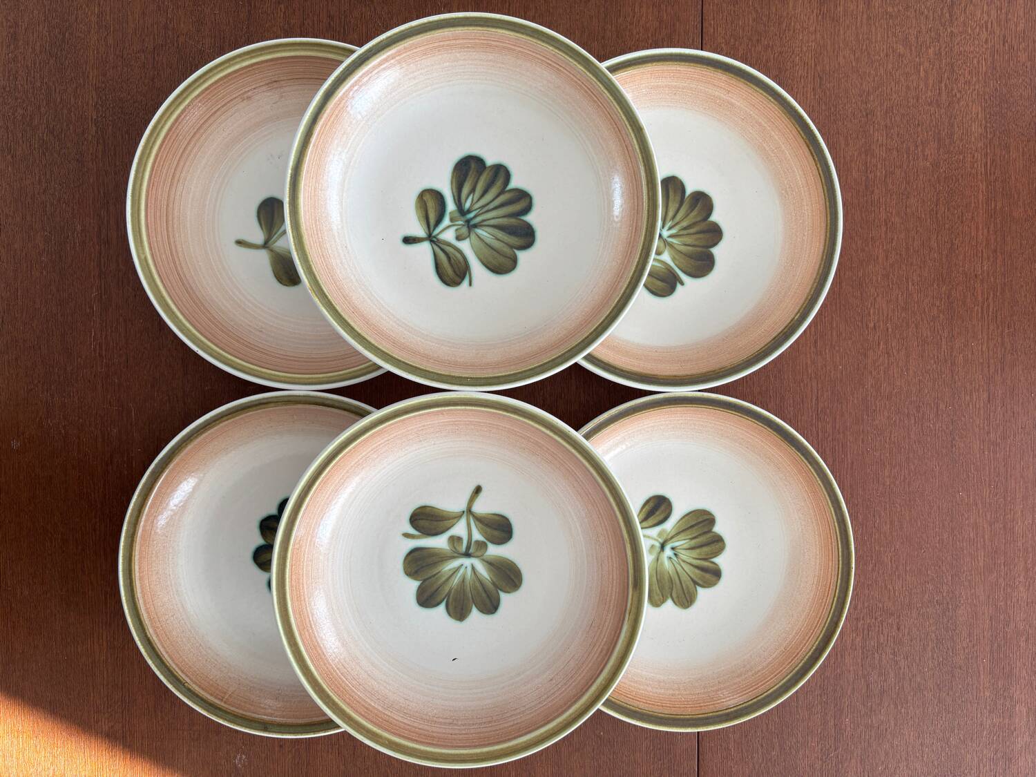 set of 6 floral deep plates Gien - vintage floral plate service KA