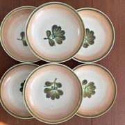 set of 6 floral deep plates Gien - vintage floral plate service KA