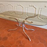 70s chrome and smoked glass dining table