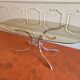 1970s dining table with chrome and smoked glass.