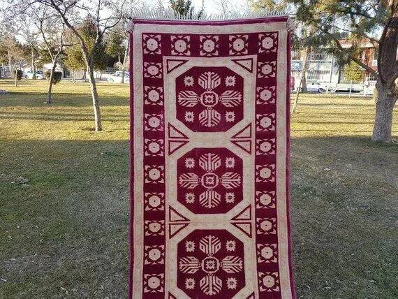 Tapis de couloir turc vintage 105x372 cm