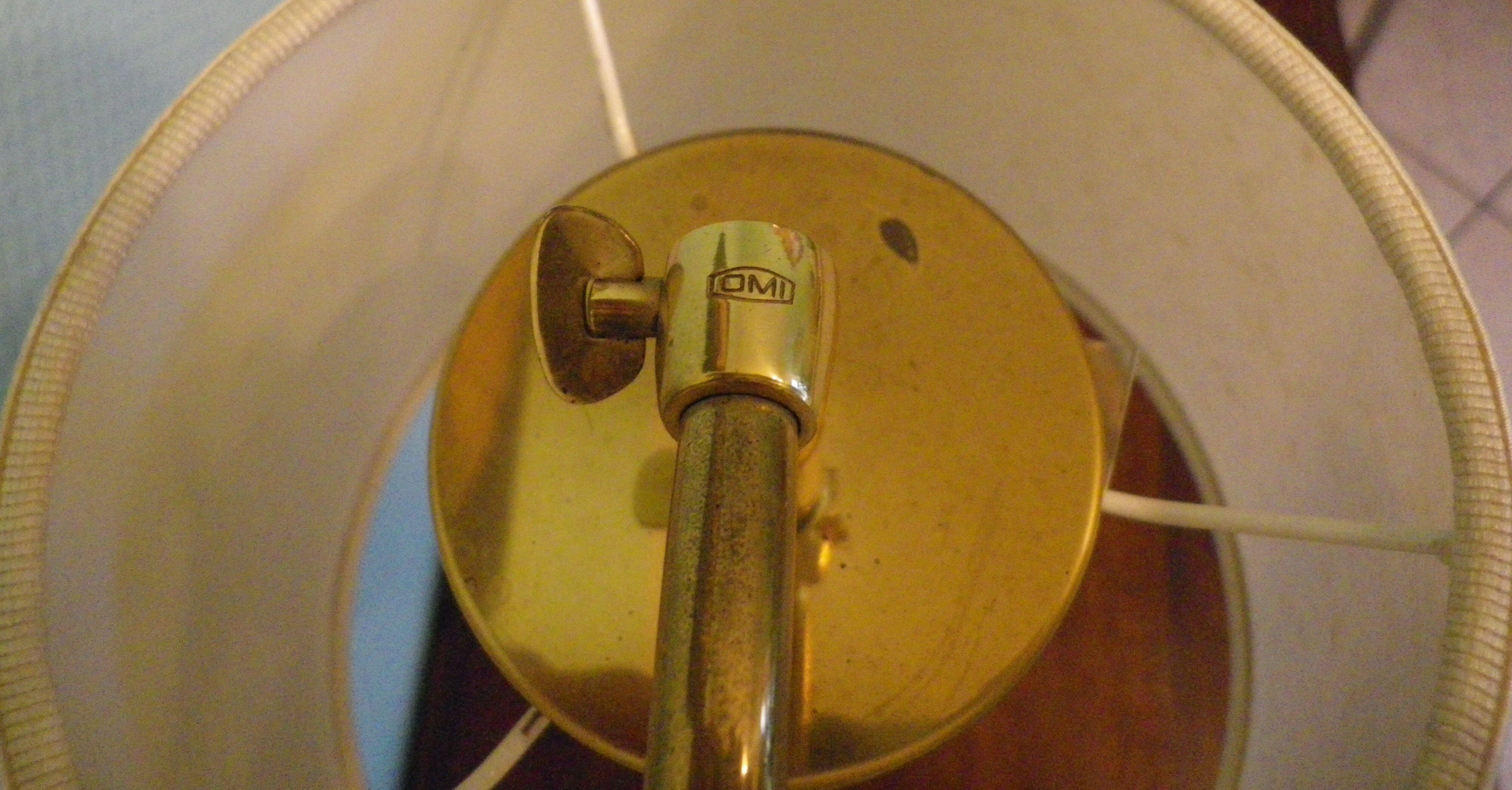 Reclining table lamp by Koch & Lowy for OMI, brass, metal, fabric - Germany - 60s/70s