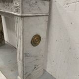 Louis XVI Style Fireplace in White Veined Carrara Marble, 19th Century