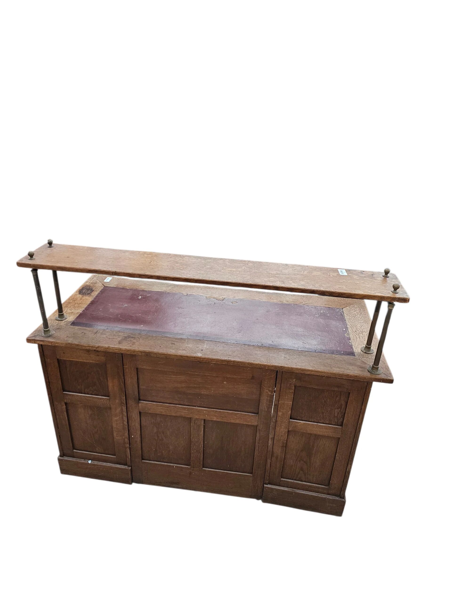 Victorian oak desk / Bin or drawer cup pull by P. & F. Corbin / 1895