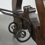 Antique 18th-century Spanish dining table with a wrought iron base