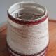 3 abat-jours jute écru et galons rouges pour lustre ou applique culot E14 - vintage 1970