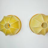 PAIR OF XL "COCOON" WALL LIGHTS, RESIN AND PINE, ITALY, 1970