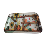 Plate meal sheet metal 1960 signed Clément