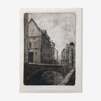 Etching View of a bridge