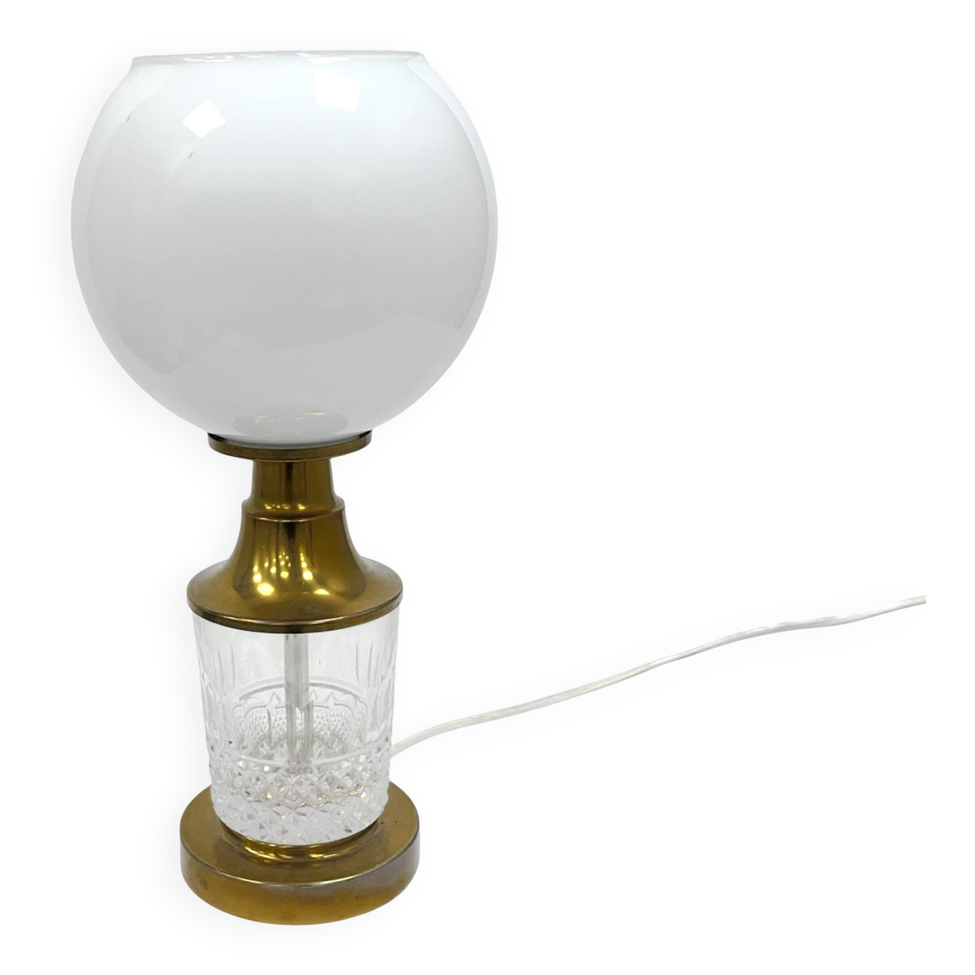 AKA Leuchten – Crystal and Brass Table Lamp, Germany, 1970s, Mid-Century Mo