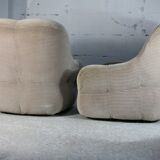 Pair of armchairs "space age". Beige corduroy velvet. France, circa 1970
