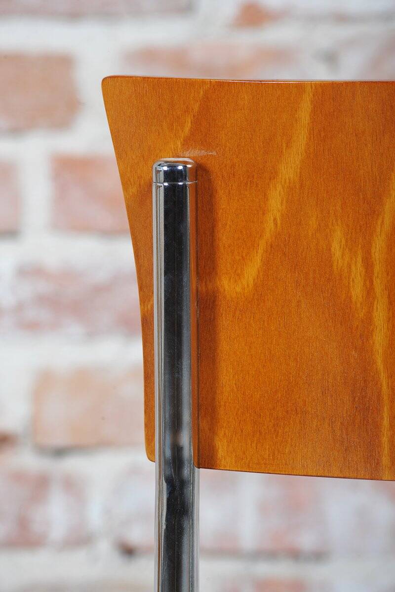 Vintage Bauhaus Chairs in Beech and Chrome, Czech, 1930s, Set of 8