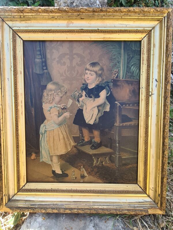 Tableau ''les petites filles au chat