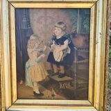 Table "little girls with cats"