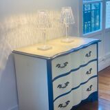 Commode parisienne esprit Louis IV ecru & bleu