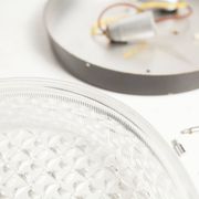 S+ Megal round ceiling light in black and opaque Swiss machined glass 90