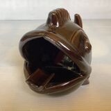 Brown ceramic fish ashtray
