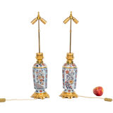 Pair of Imari porcelain and bronze lamps, circa 1880