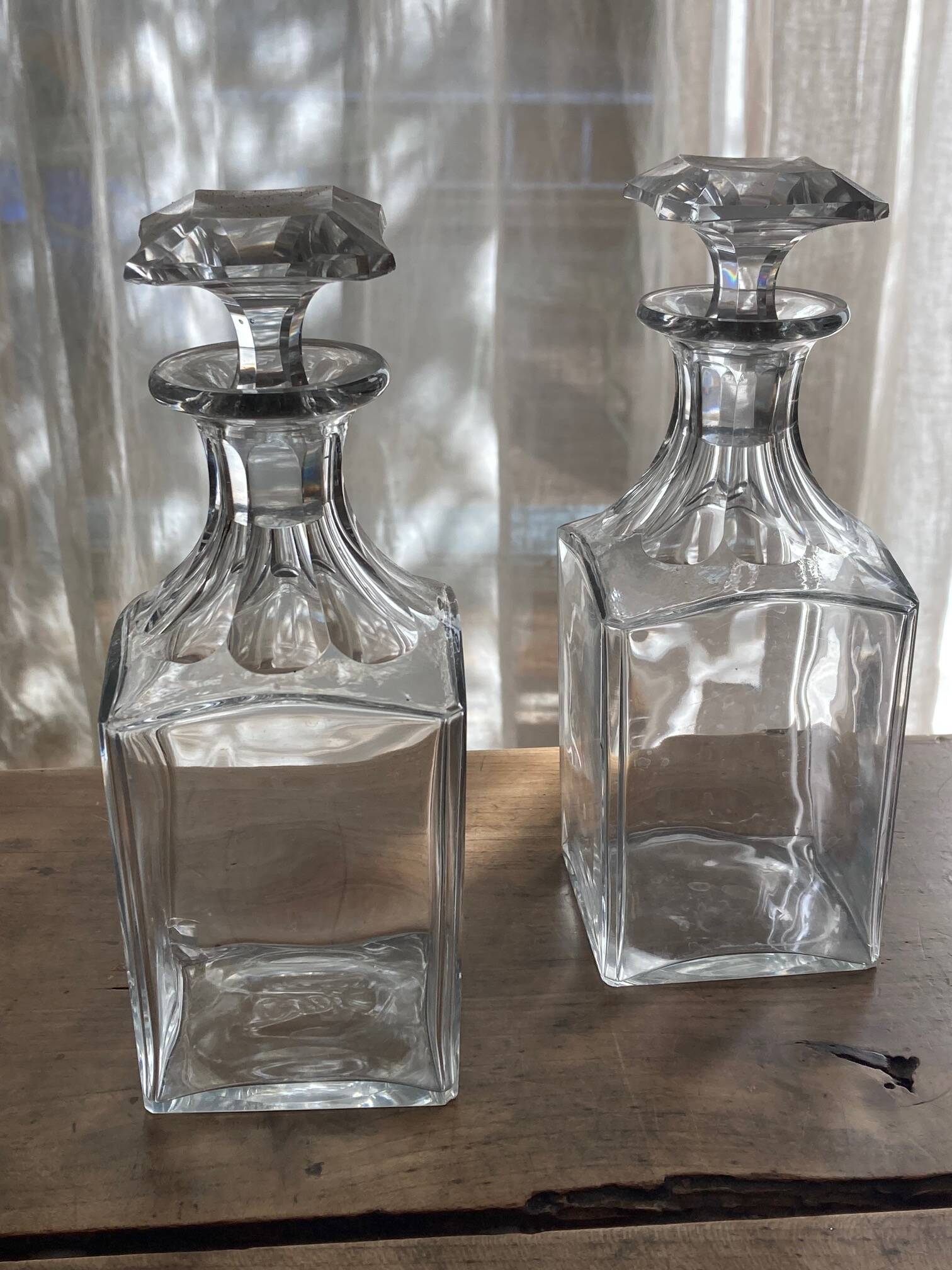 Crystal carafes with stoppers