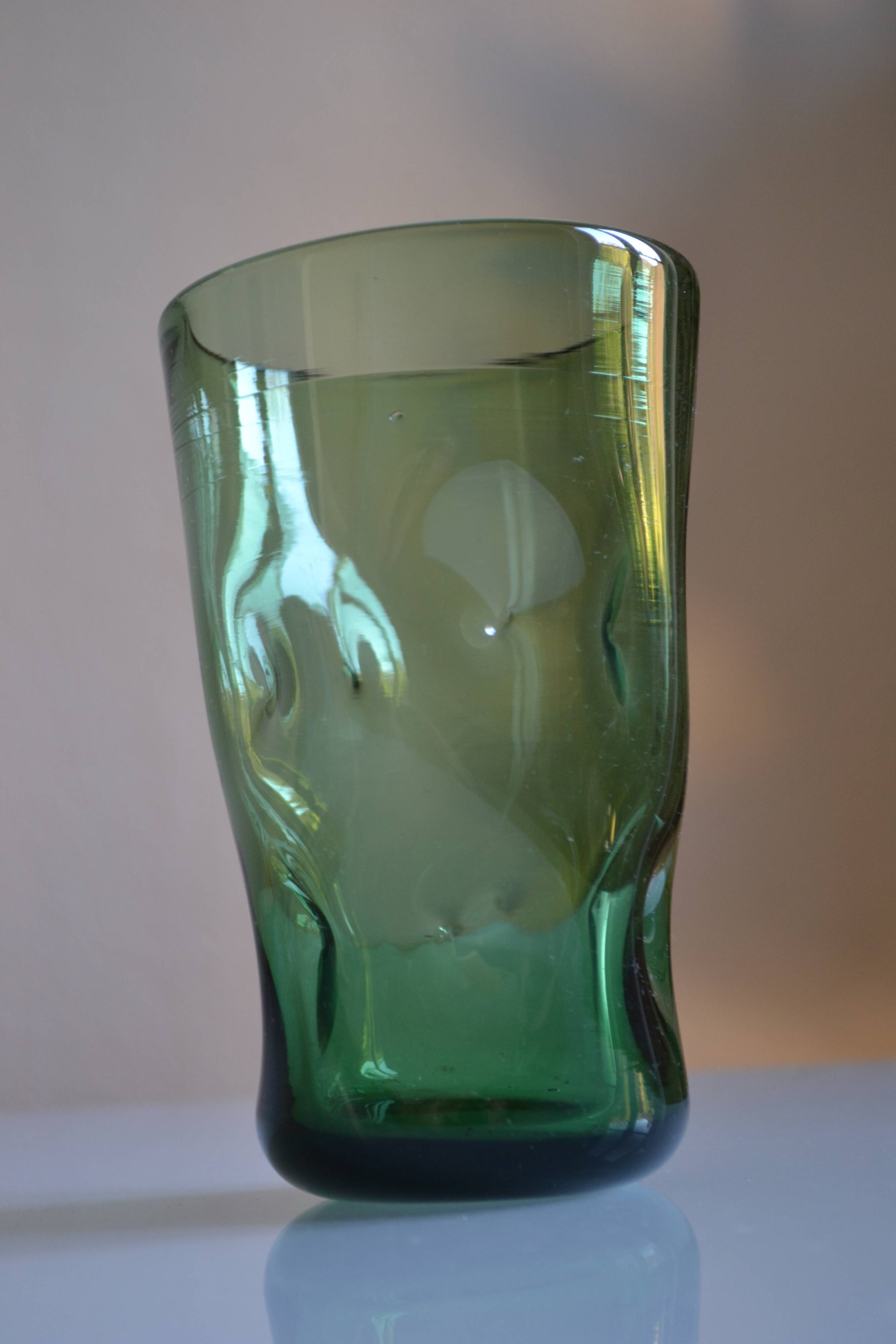 green glass vase Murano or Empoli Italy 1960