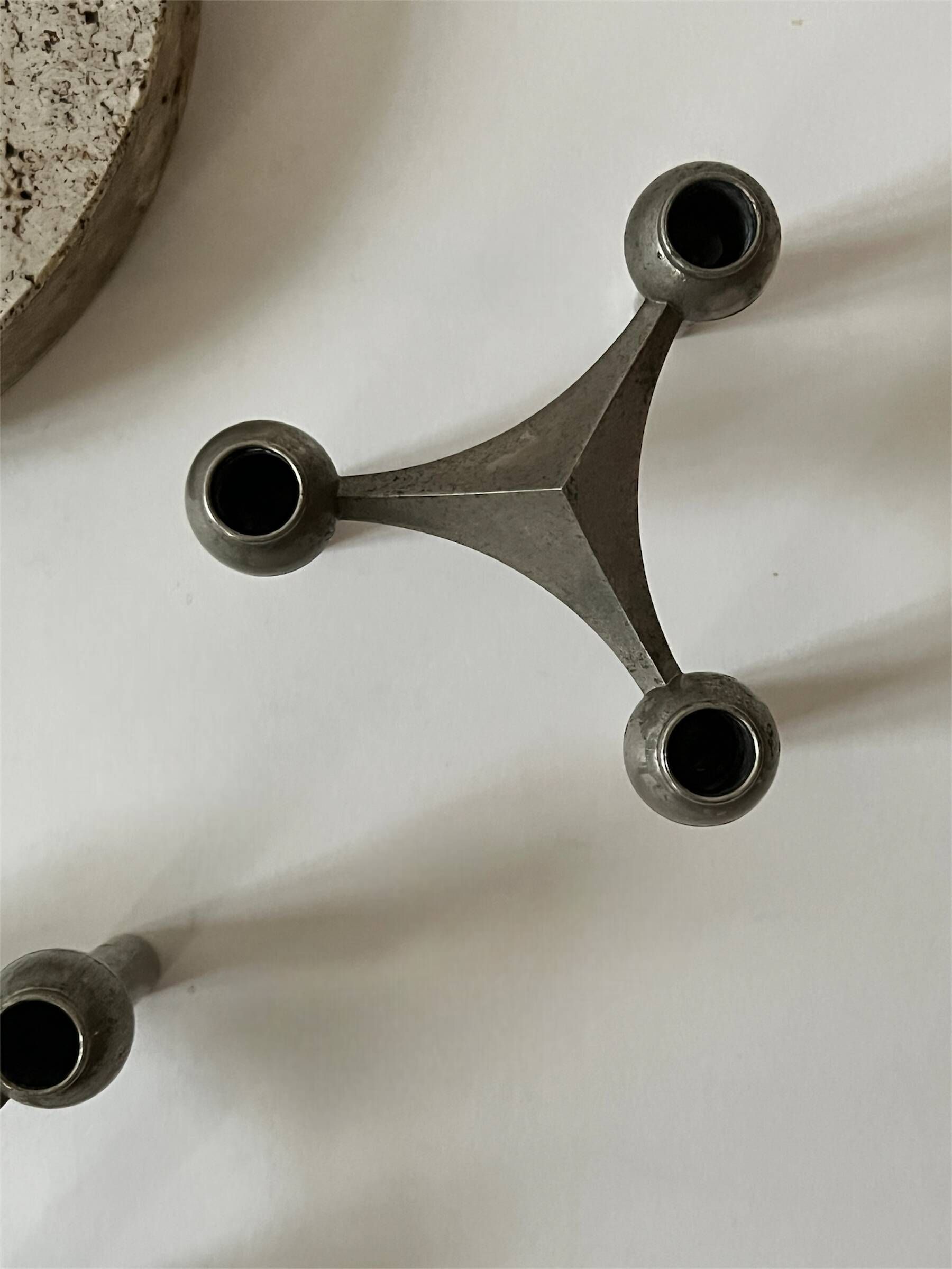 Stoff Nagel designer candle holder in genuine chrome-plated metal, Denmark 1970