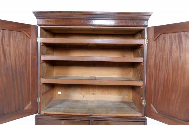Antique mahogany 2 door cabinet with 4 drawers