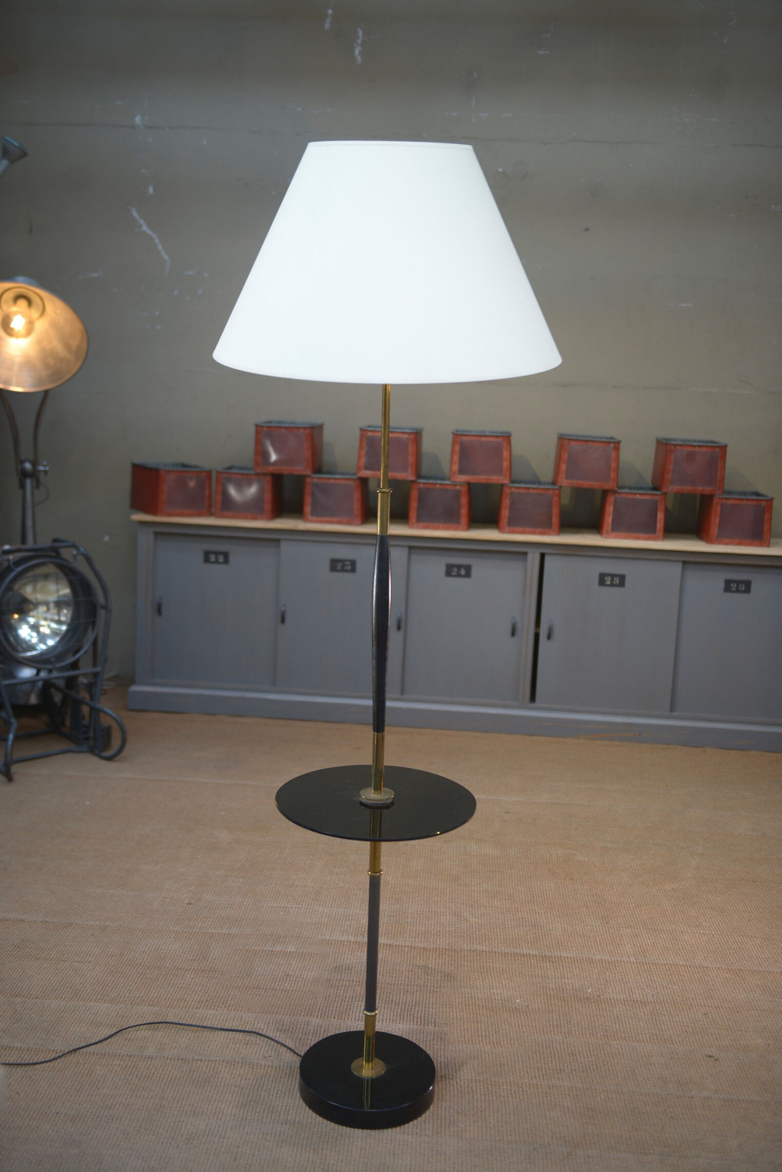 Vintage opaline and glass floor lamp 1960