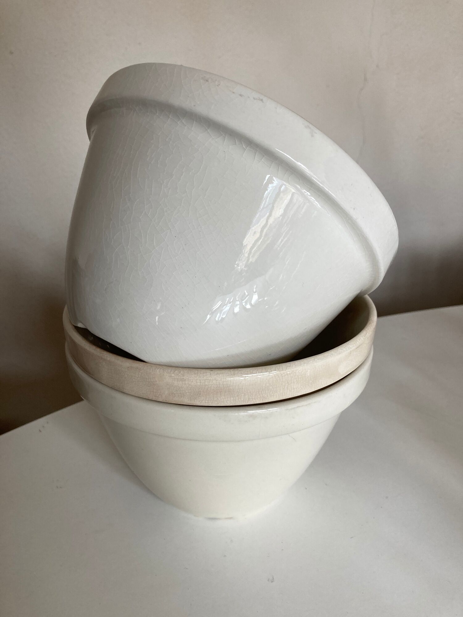 Set of 3 bowls in faience English iron land 1900 mixing bowl 30