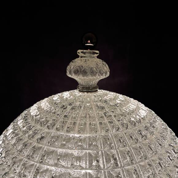 Pair of large 38 cm molded glass lamps, 1960