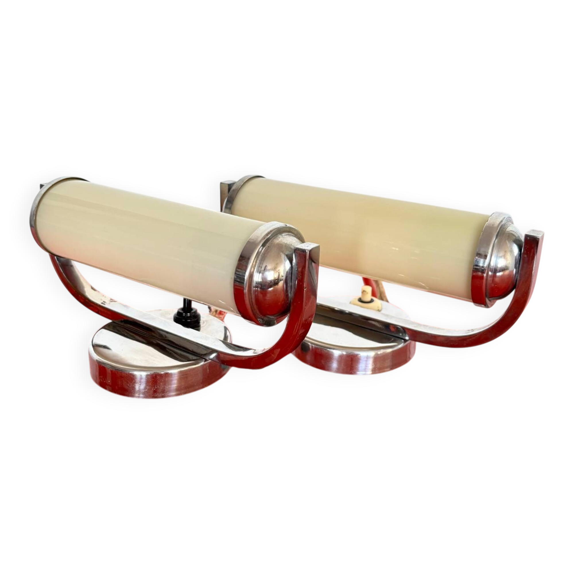 Functionalist set of bedside table lamps, Czechoslovakia