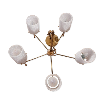 Chandelier perspex granite 1960 suspension doree