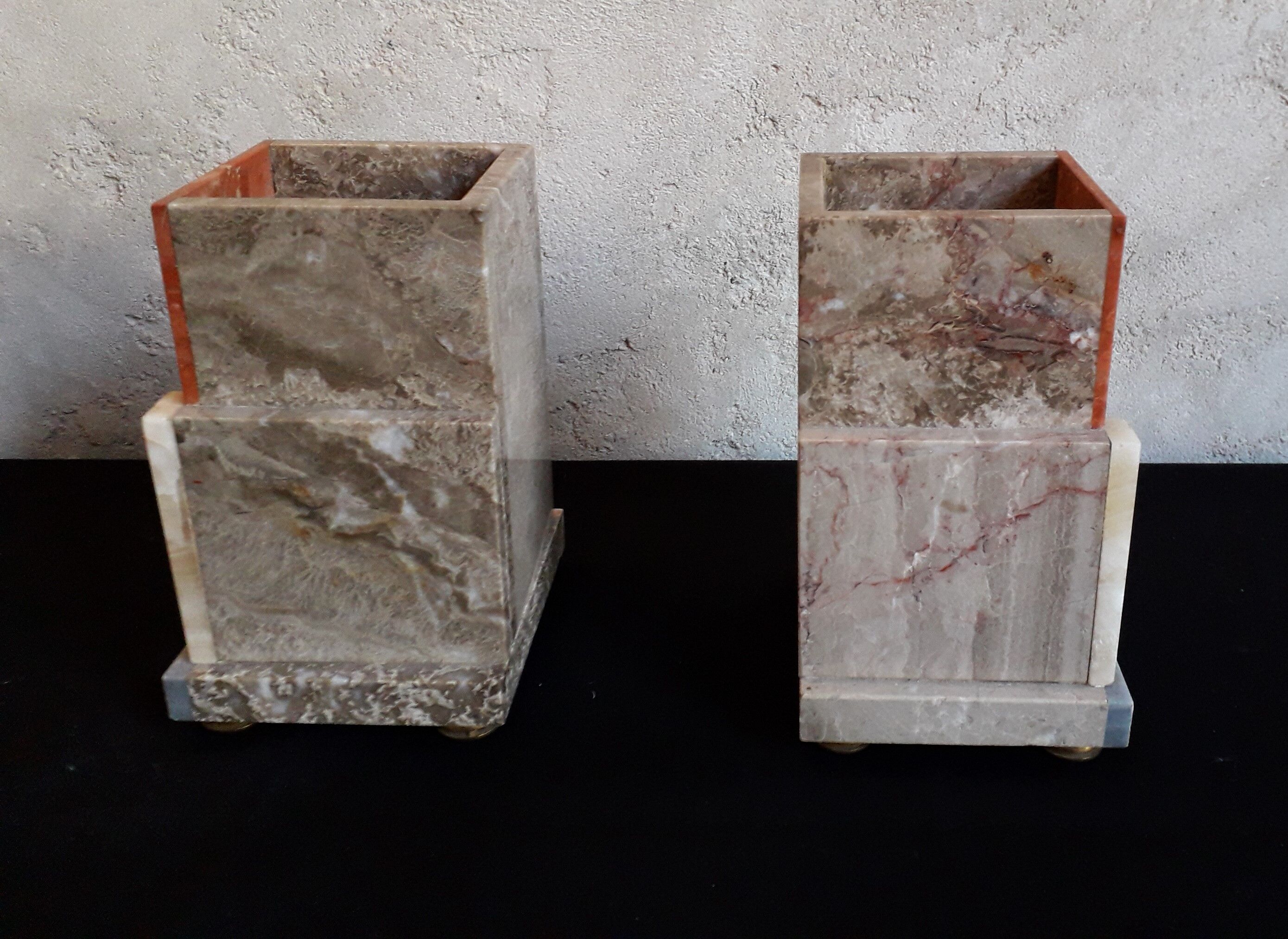 Pair of marble and onyx book clamts