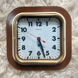 Wall clock in wood and glass 70s
