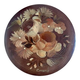 Old hand painted and signed round box