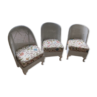 Lot de 3 chauffeuses Lloyd loom