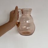 Pink glass carafe “Bibendum”