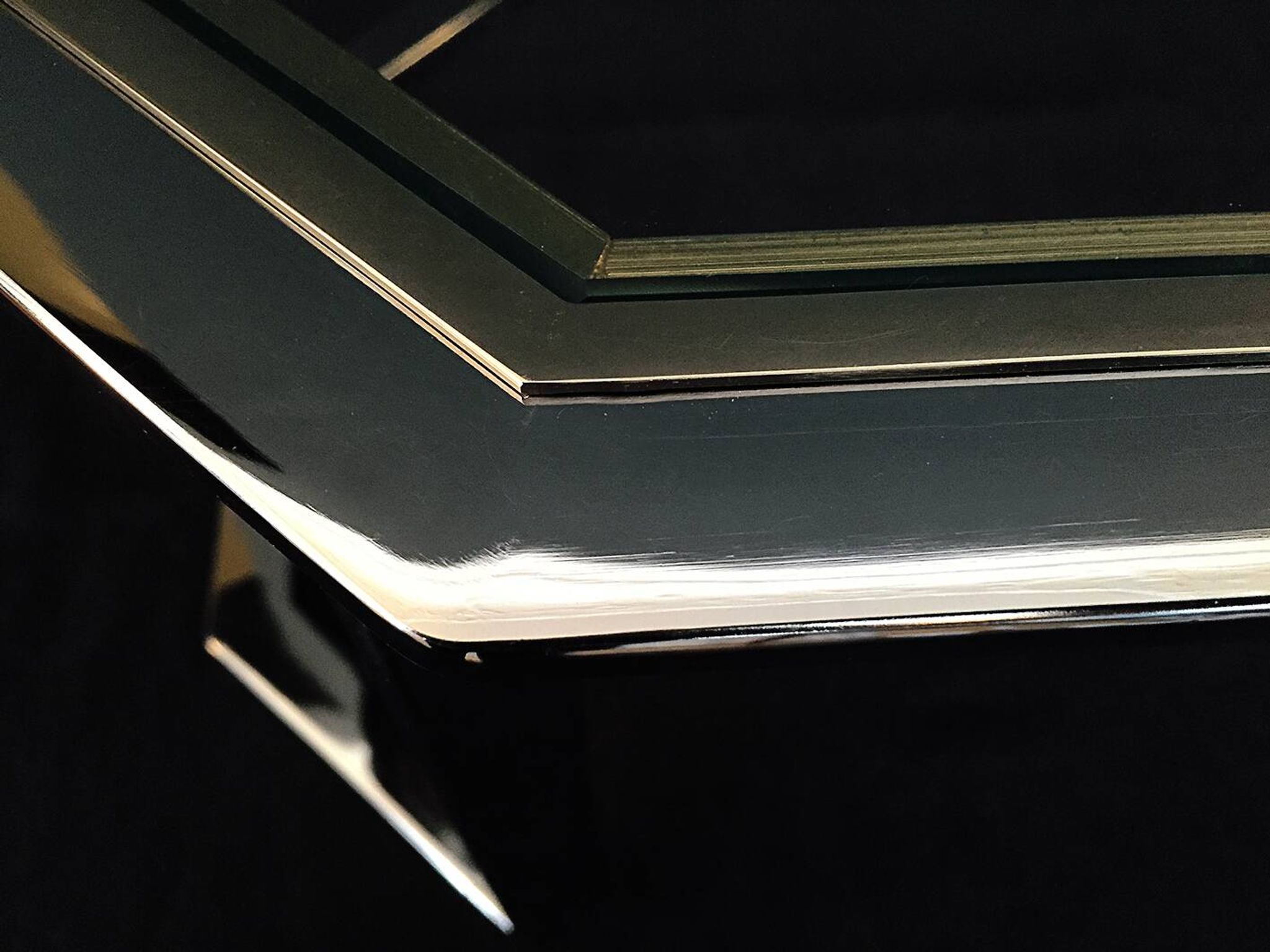 Vintage metal chrome and gold coffee table