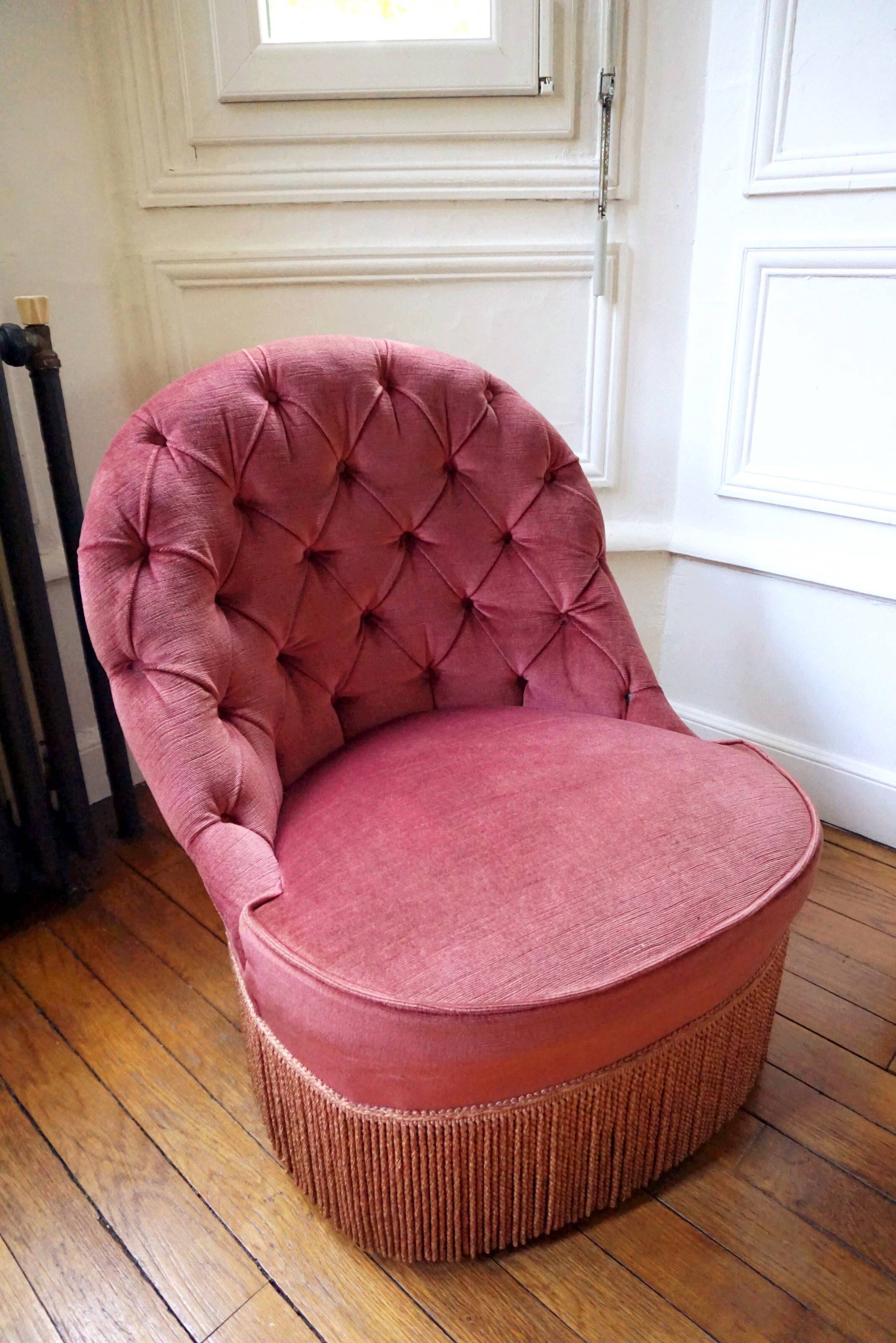 Armchair toad in velvet rose