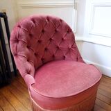Armchair toad in velvet rose