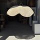 Large suspension or lampshade in flat woven tulip flower rattan H35 D