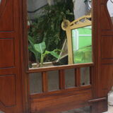 Art nouveau entrance cherry tree wood coat rack with mirror 1890s