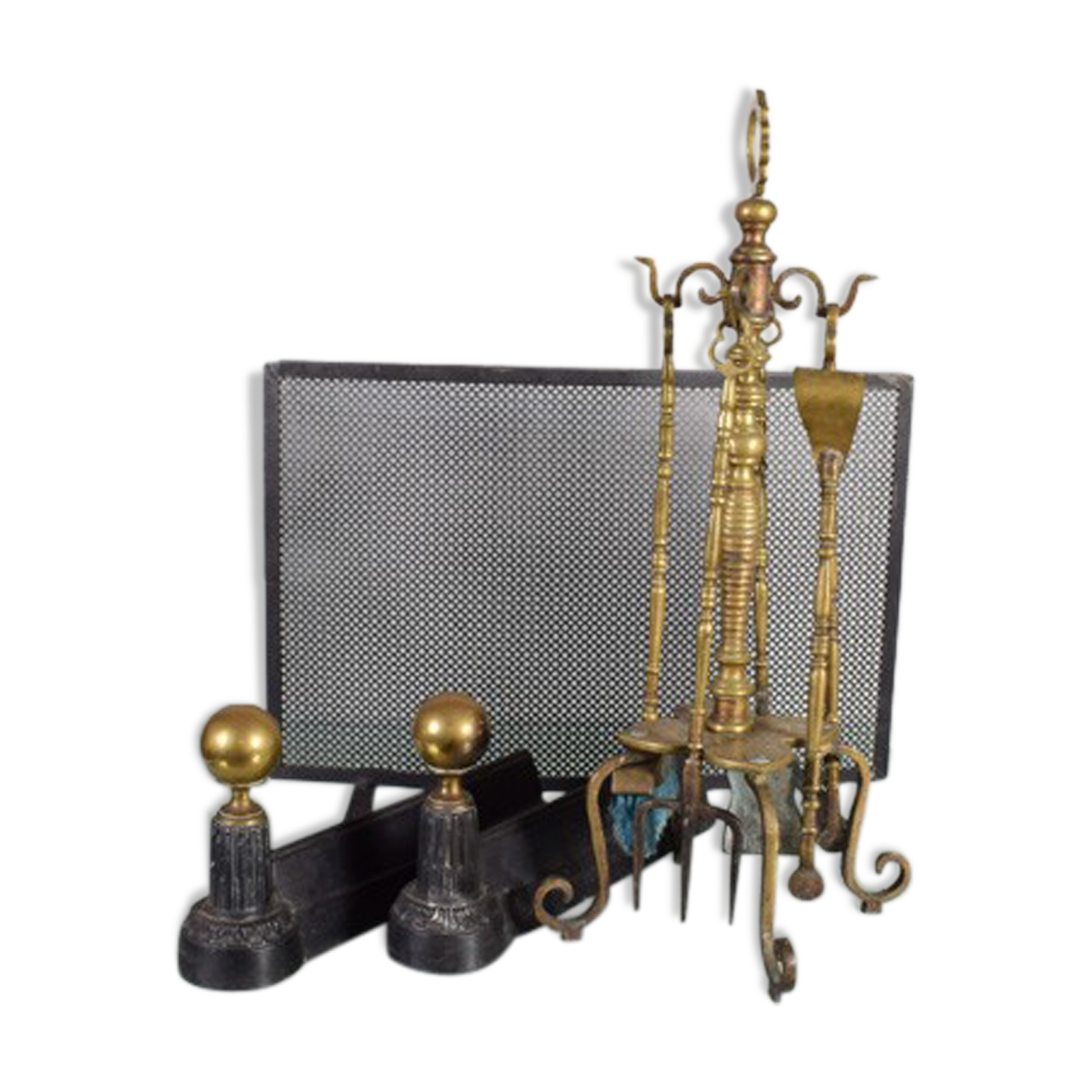 Accessories servant of chemine, chenet, by fire