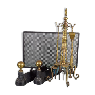 Accessories servant of chemine, chenet, by fire