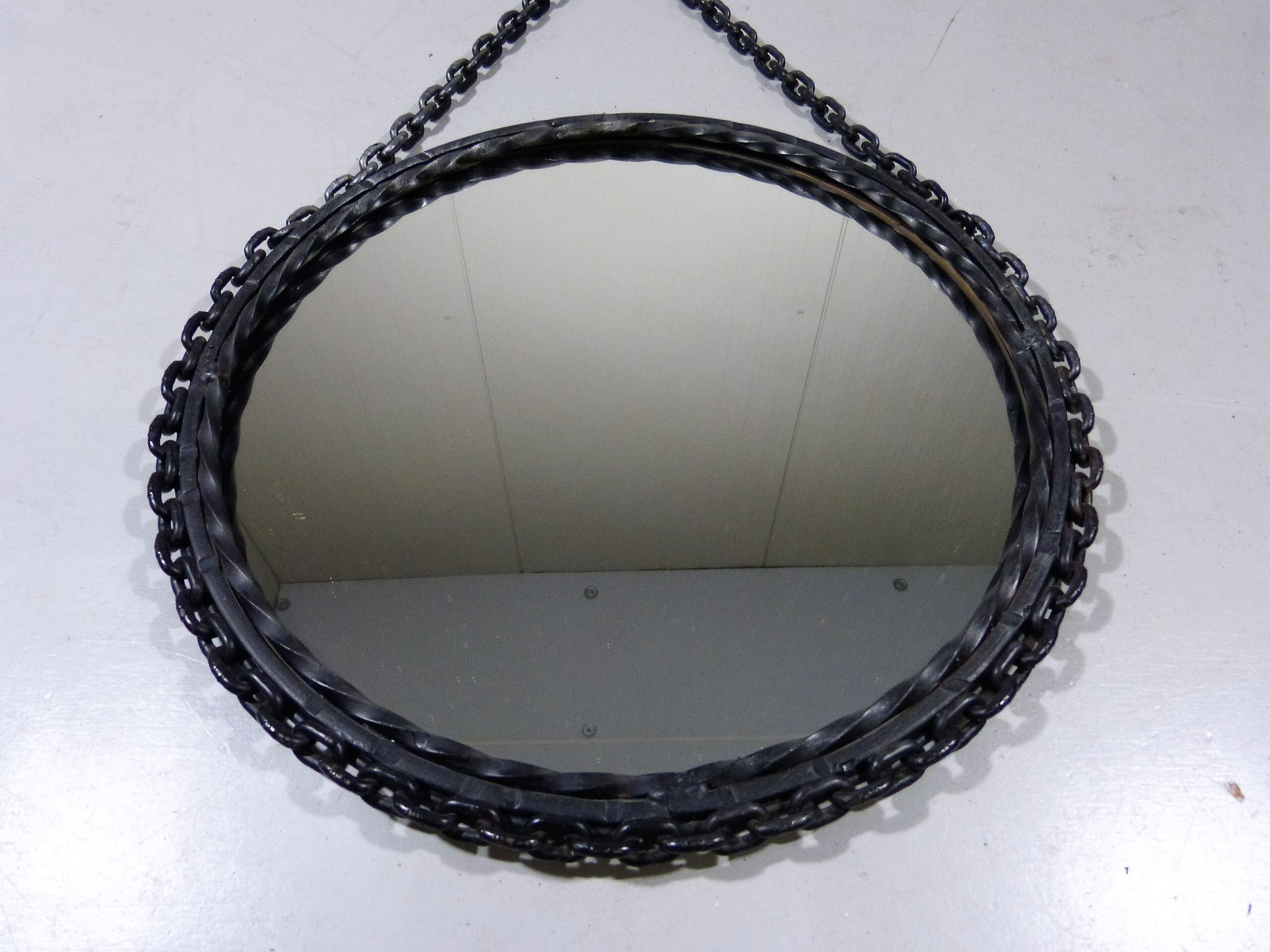 1960's Vintage Wrought Iron Chain Mirror