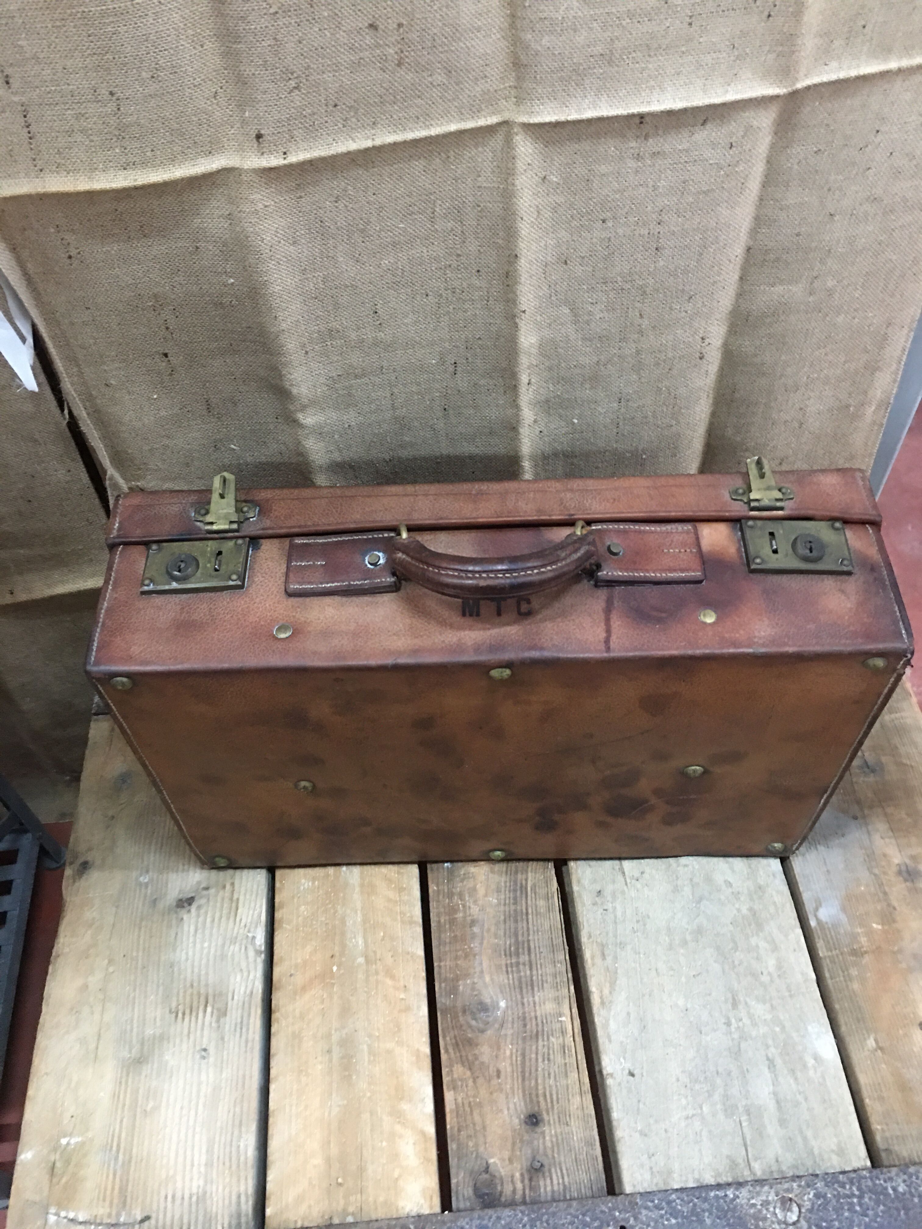 Lot of leather suitcases