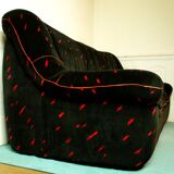 Convertible sofa in black velvet, 80s